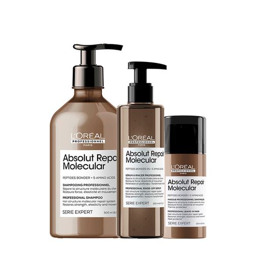 Kit L'Oréal Professionnel Absolut Repair Molecular - Shampoo 500ml + Leave-In 100ml + Sérum 250ml Kit