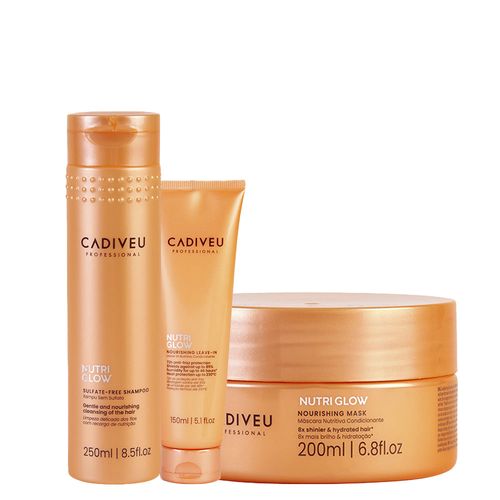 Kit Cadiveu Nutri Glow - Shampoo 250ml + Máscara de Nutrição 200ml + Leave-In 150ml Kit