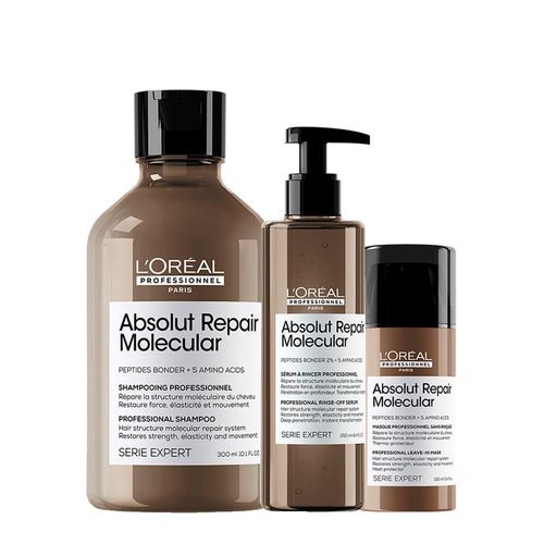 Kit L'Oréal Professionnel Absolut Repair Molecular - Shampoo 300ml + Leave-In 100ml + Sérum 250ml Kit