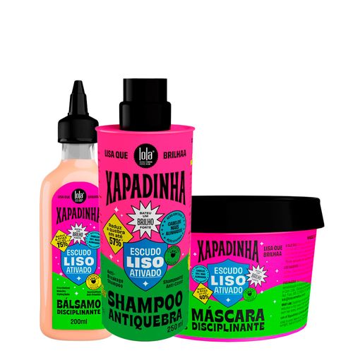Kit Lola From Rio Xapadinha Escudo Liso Ativado - Shampoo 250ml + Máscara 100g + Leave-In 200ml Kit