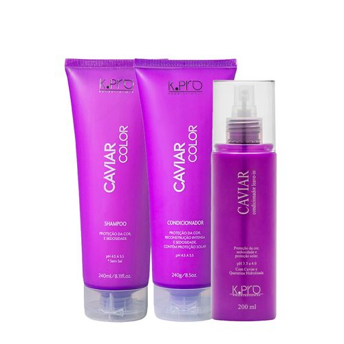 Kit K-Pro Profissional Caviar - Shampoo 240ml+ Condicionador 240g + Leave-In 200ml Kit