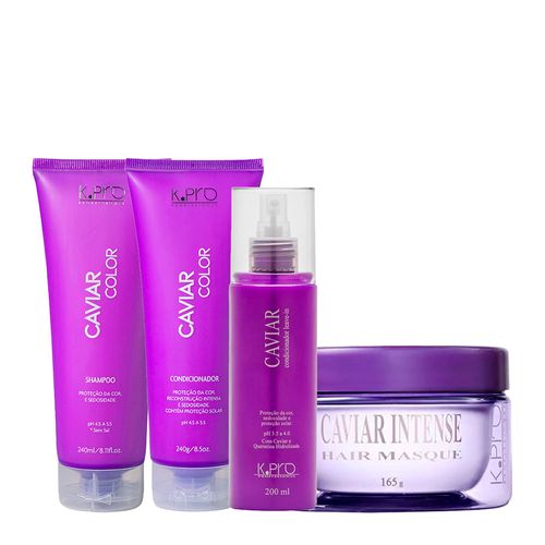 Kit K-Pro Profissional Caviar - Shampoo 240ml + Condicionador 240g + Leave-In 200ml + Máscara 165g Kit