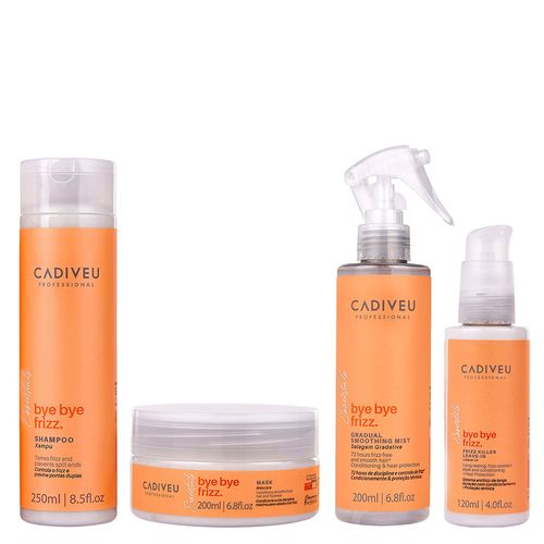 Kit Cadiveu Essentials Bye Bye Frizz - Shampoo 250ml + Máscara Anti- Frizz 200ml + Leave-In Selagem Gradativa 200ml + Leave-In Frizz Killer 120ml Kit