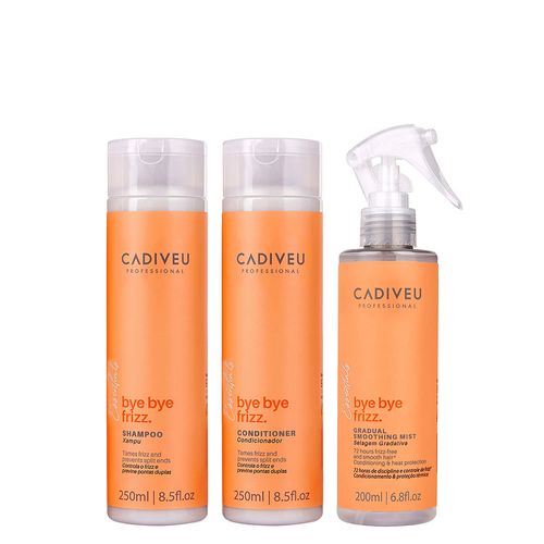 Kit Cadiveu Essentials Bye Bye Frizz- Shampoo 250ml + Condicionador 250ml +Leave- In Selagem 200ml Kit