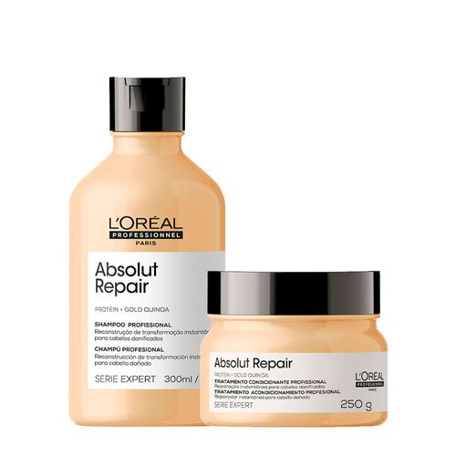 Kit L'Oréal Professionnel Serie Expert Absolut Repair Gold Quinoa - Shampoo 300ml + Máscara Reparação 250g Kit
