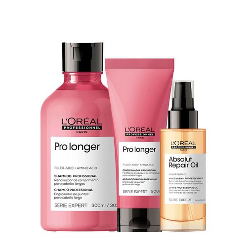 Kit L'Oréal Professionnel Serie Expert Pro Longer - Shampoo 300ml + Condicionador 200ml + Óleo 90ml Kit