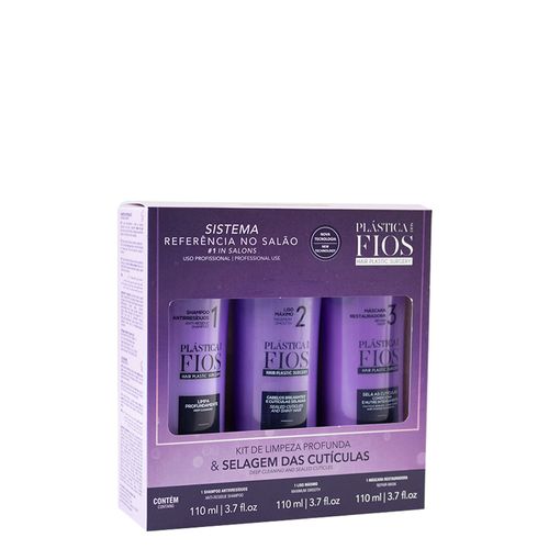 Kit de Selagem Térmica Cadiveu Plástica Dos Fios - Shampoo 110ml + Ativo Antifrizz 110ml + Máscara 110ml Kit