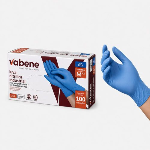 Luva Nitrílica Azul Tam GG  - Vabene