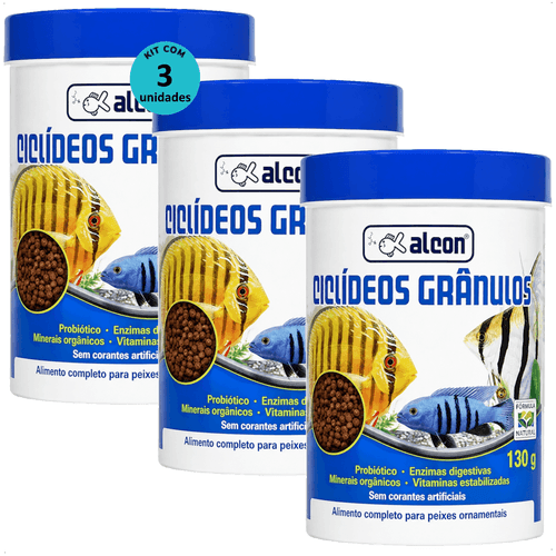 RAÇÃO ALCON CICLÍDEOS GRÂNULOS 130G KIT COM 3