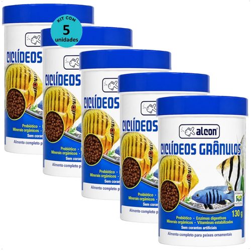 RAÇÃO ALCON CICLÍDEOS GRÂNULOS 130G KIT COM 5 ALCON CICLÍDEOS GRÂNULOS 130G KIT COM 5