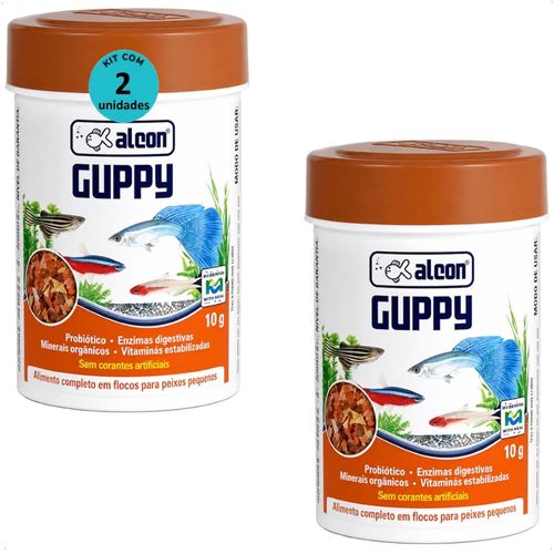 RAÇÃO ALCON GUPPY FLOCOS 10G KIT COM 2