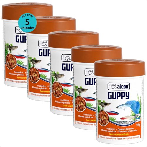 RAÇÃO ALCON GUPPY FLOCOS 10G KIT COM 5
