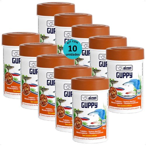 RAÇÃO ALCON GUPPY FLOCOS 10G KIT COM 10