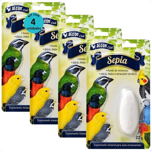 ALCON CLUB SÉPIA SUPLEMENTO MINERAL P/ AVES ORNAMENTAIS 22G KIT COM 4