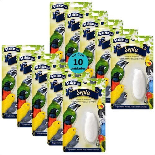ALCON CLUB SÉPIA SUPLEMENTO MINERAL P/ AVES ORNAMENTAIS 22G KIT COM 10