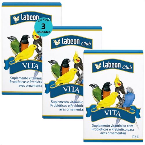 ALCON LABCON CLUB VITA PROBIÓTICO AVES ORNAMENTAIS KIT COM 3