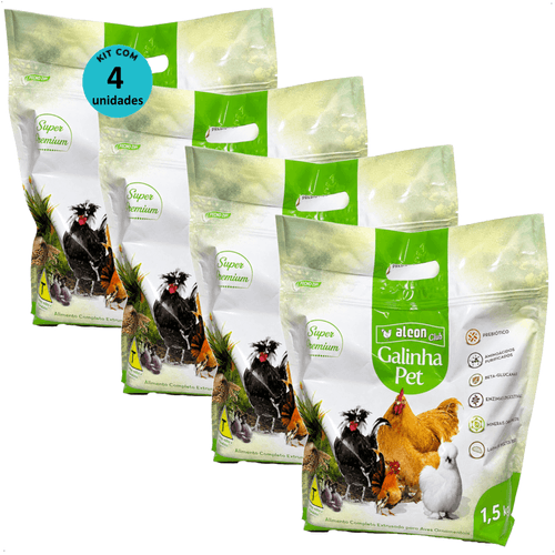 ALCON CLUB GALINHA PET 1,5KG PARA GALINHAS ORNAMENTAIS E COMPANHIA KIT COM 4