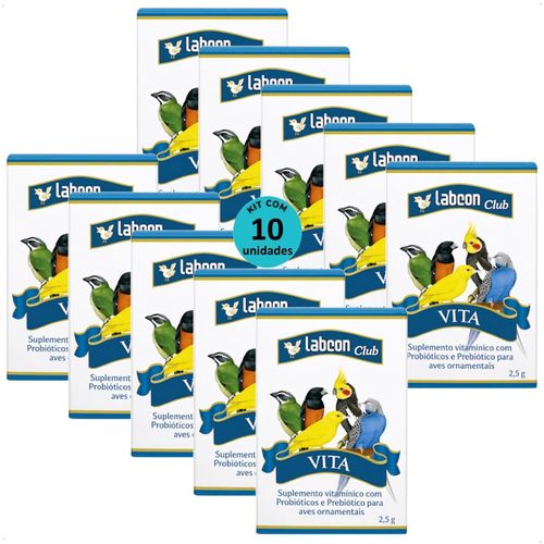 ALCON LABCON CLUB VITA PROBIÓTICO AVES ORNAMENTAIS KIT COM 10