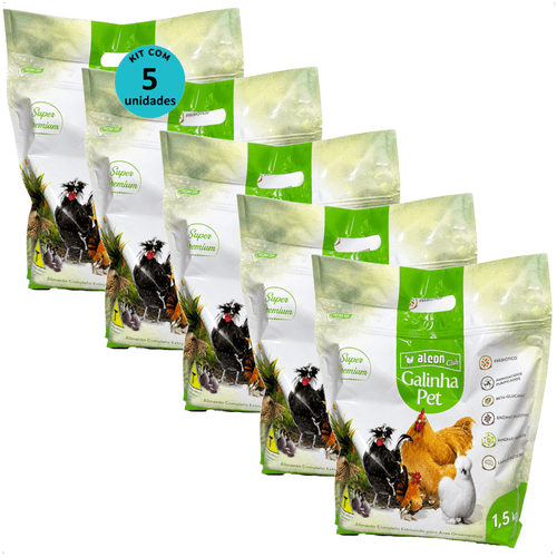 ALCON CLUB GALINHA PET 1,5KG PARA GALINHAS ORNAMENTAIS E COMPANHIA KIT COM 5