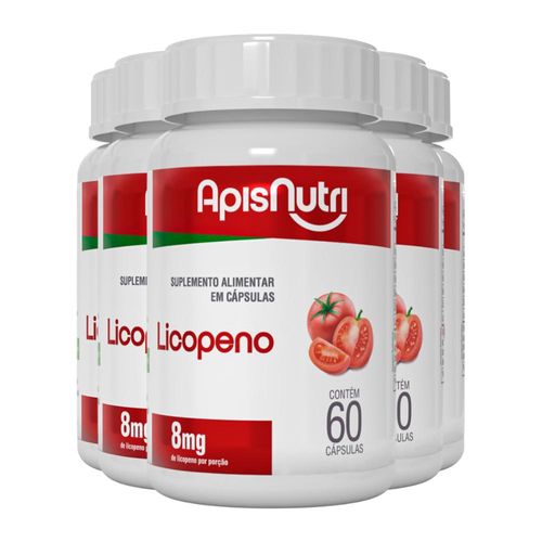 Kit 5 Licopeno de tomate Apisnutri 60 cápsulas