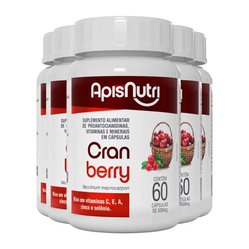 Kit 5 Cranberry Apisnutri 60 cápsulas