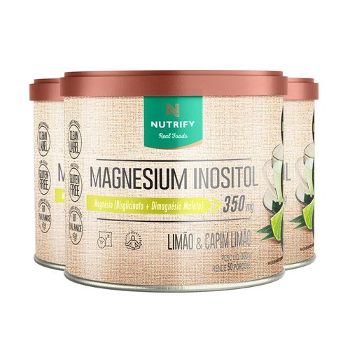 Kit 3 Magnesium Inositol Nutrify 350g Limão e Capim Limão