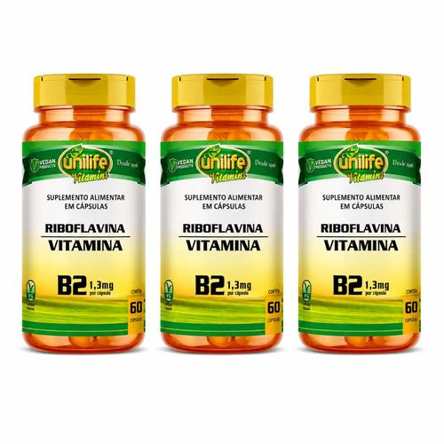 Kit 3 Vitamina B2 Riboflavina 60 cápsulas Unilife