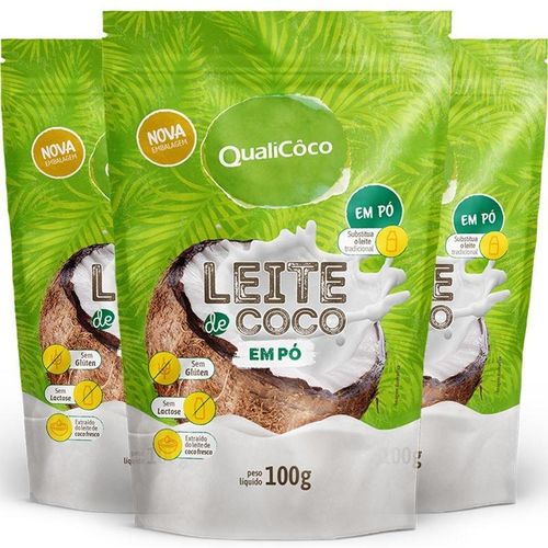 Kit 3 Leite de Coco em Pó Qualicoco 100g