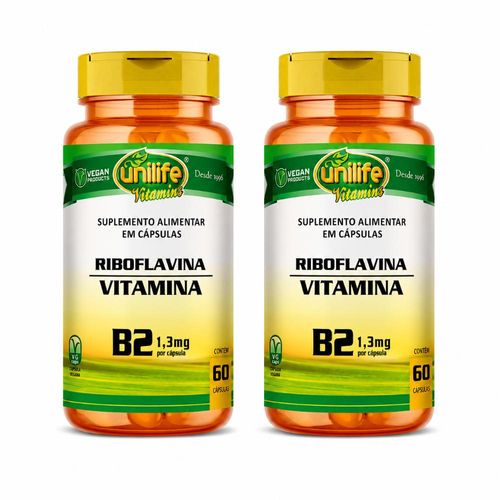 Kit 2 Vitamina B2 Riboflavina 60 cápsulas Unilife