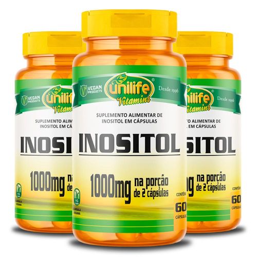 Kit 3 Inositol Unilife 60 cápsulas