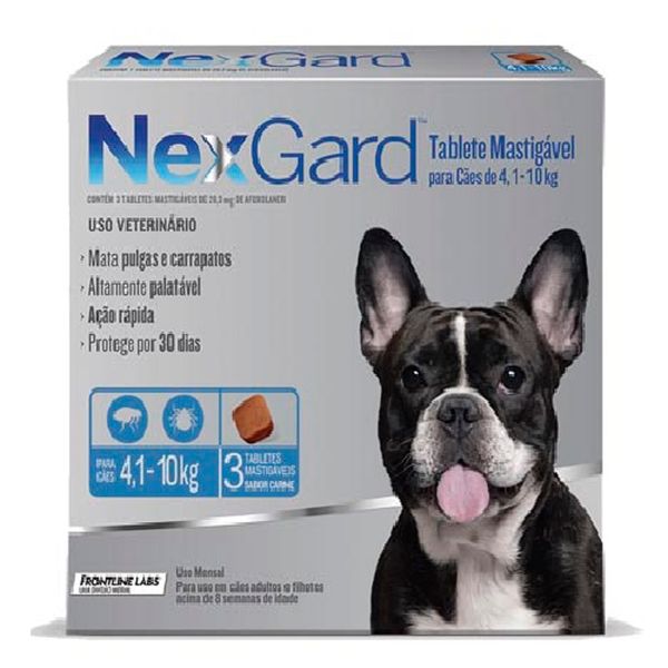 NexGard 28,3 mg - Cães de 4,1 a 10 Kg Caixa com 3 tabletes