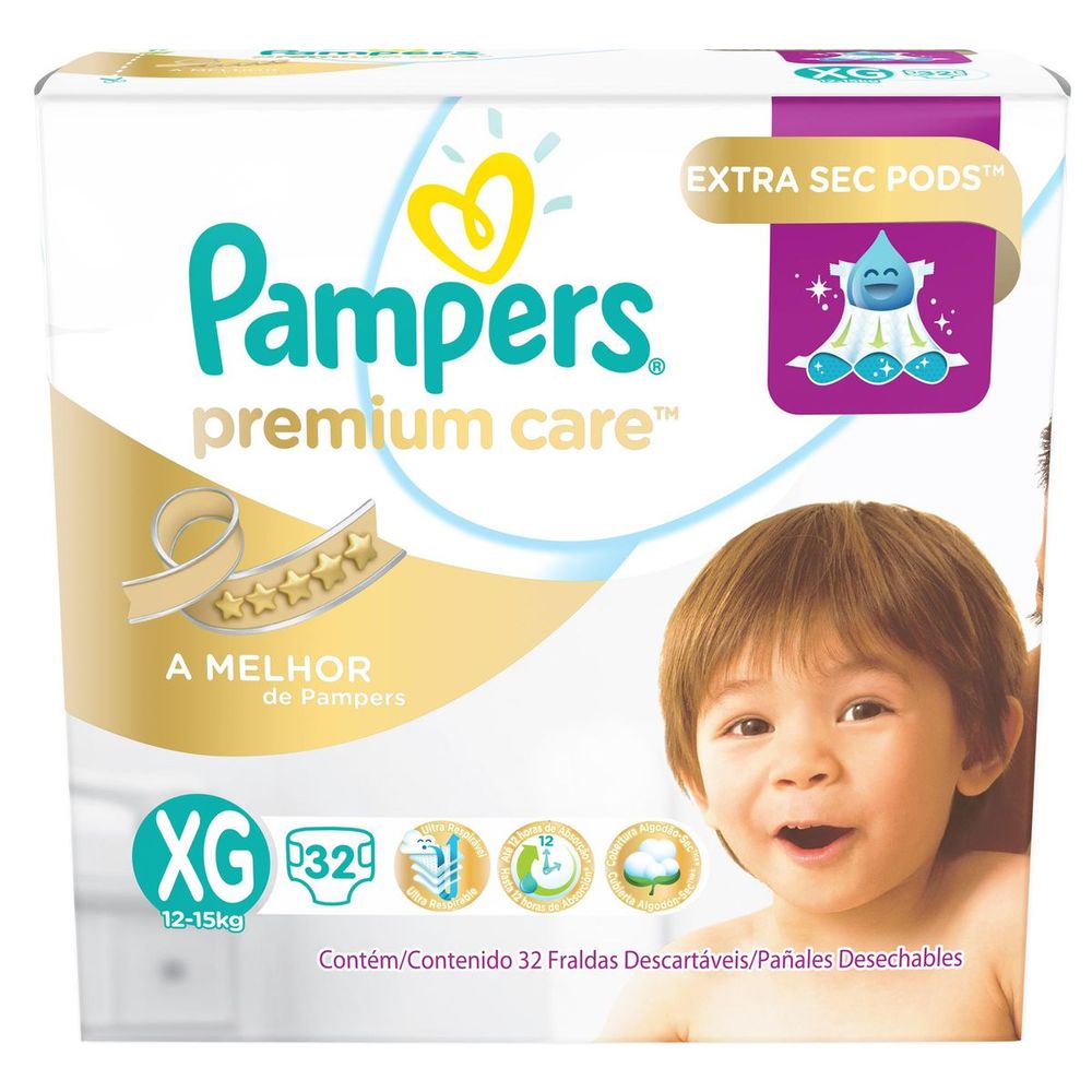 Fralda Descartável Pampers Pants Tamanho xg - 4 Pacotes com 32