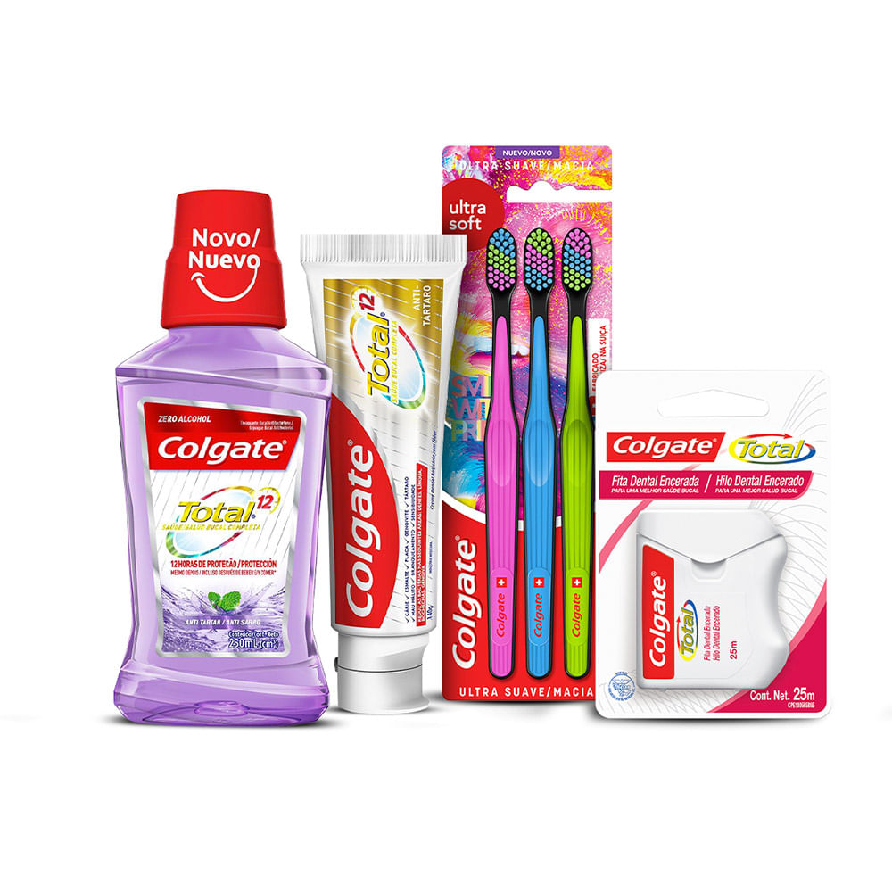 Kit Colgate Total 12 Anti Tártaro Creme Dental 140g + Enxaguante Bucal