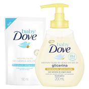 Kit-Sabonete-Liquido-Dove-Baby-Hidratacao-Enriquecida-Refil-180ml--Hidratacao-Glicerinada-200ml-Pacheco-935125747