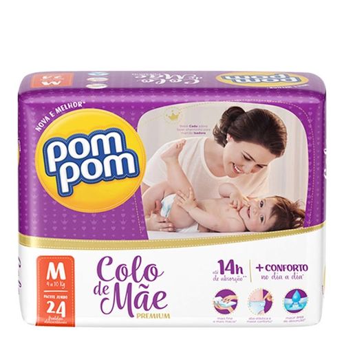 Fralda Descartável Pom Pom Colo de Mamãe Tamanho M 24 Unidades Fralda Descartável Pom Pom Colo de Mamãe Tamanho M 24 Unidades