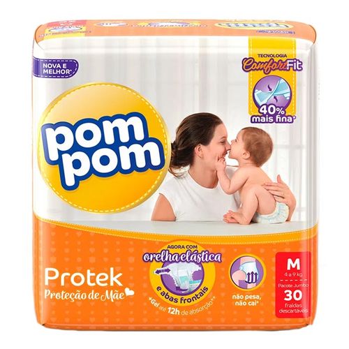 170135---fralda-descartavel-pom-pom-protek-baby-economica-media-30-unidades