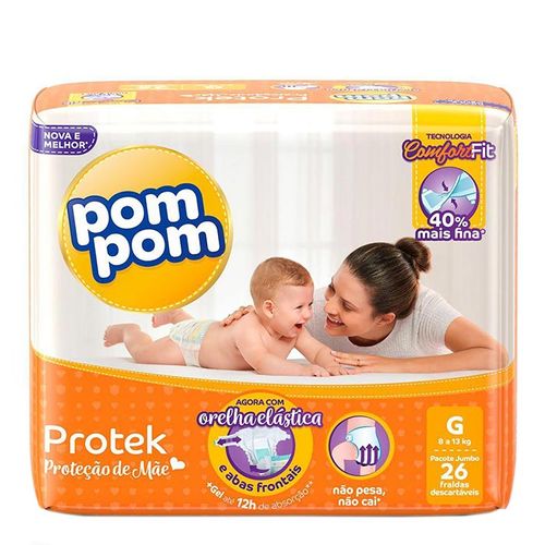 170160---fralda-descartavel-pom-pom-protek-baby-economica-grande-26-unidades 170160---fralda-descartavel-pom-pom-protek-baby-economica-grande-26-unidades