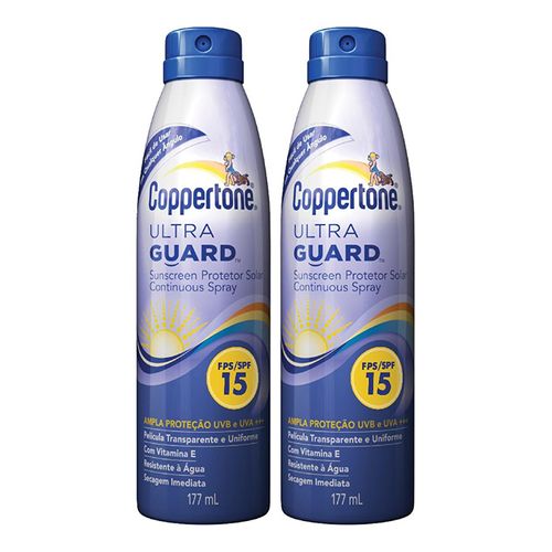 Kit Protetor Solar Coppertone Ultraguard Spray FPS 15 177ml 2 Unidades Kit Protetor Solar Coppertone Ultraguard Spray FPS 15 177ml 2 Unidades