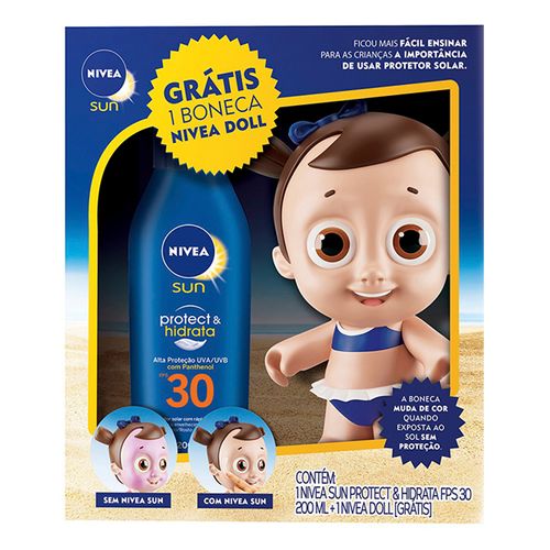 Kit Protetor Solar Nivea Sun Protect & Hidrata FPS 30 200ml + Nivea Doll Menina Kit Protetor Solar Nivea Sun Protect & Hidrata FPS 30 200ml + Nivea Doll Menina