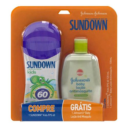 Kit Protetor Solar Sundown FPS 60 120ml + Repelente Jonhson's Baby Loção Antimosquito Kit Protetor Solar Sundown FPS 60 120ml + Repelente Jonhson's Baby Loção Antimosquito
