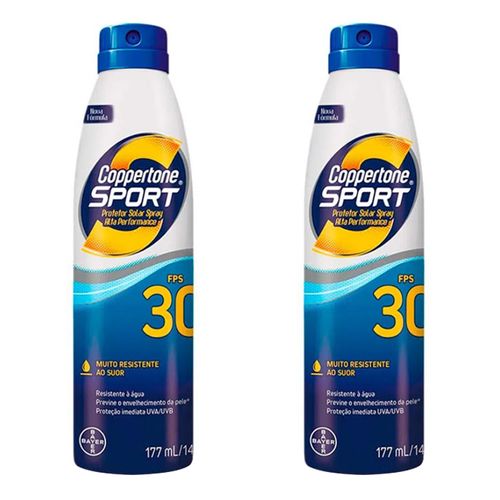 Kit Protetor Solar Coppertone Spray Sport Fps 30 177ml 2 Unidades Kit Protetor Solar Coppertone Spray Sport Fps 30 177ml 2 Unidades