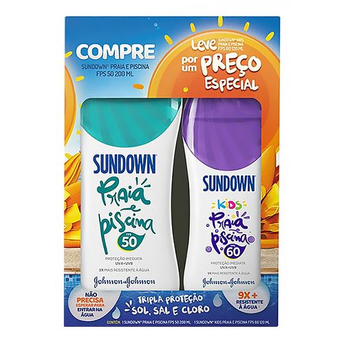 Kit Protetor Solar Corporal Sundown FPS50 200ml + Kids FPS60 120ml Kit Protetor Solar Corporal Sundown FPS50 200ml + Kids FPS60 120ml