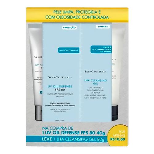 Kit Skinceuticals Protetor Solar Facial UV Oil Defense FPS80 40g + Gel de Limpeza Lha Cleansing 80g Kit Skinceuticals Protetor Solar Facial UV Oil Defense FPS80 40g + Gel de Limpeza Lha Cleansing 80g