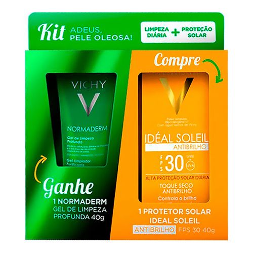 Kit Vichy Protetor Solar Facial Idéal Soleil Antibrilho Toque Seco FPS30 40g + Gel de Limpeza Normaderm 40g Kit Vichy Protetor Solar Facial Idéal Soleil Antibrilho Toque Seco FPS30 40g + Gel de Limpeza Normaderm 40g