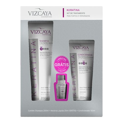 Kit Reconstrução Capilar Vizcaya Shampoo + Condicionador + Keratina Líquida Kit Reconstrução Capilar Vizcaya Shampoo + Condicionador + Keratina Líquida