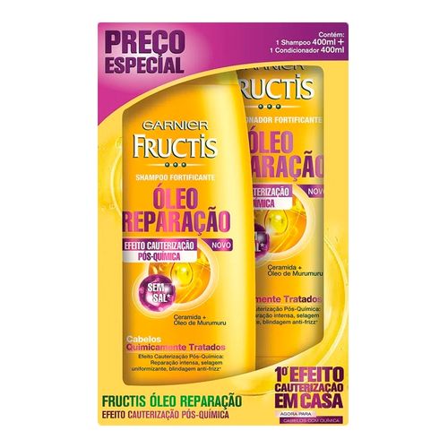 Kit Shampoo + Condicionador Garnier Fructis Óleo Reparação Pós-Química 400ml Kit Shampoo + Condicionador Garnier Fructis Óleo Reparação Pós-Química 400ml