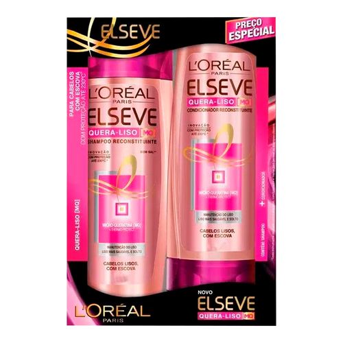 Shampoo Elseve Quera Liso 400ml + Condicionador 200ml