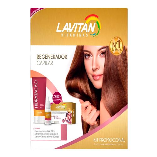 Kit Lavitan Hair 30 Cápsulas + Shampoo 200ml + Solução Regeneradora 50ml Kit Lavitan Hair 30 Cápsulas + Shampoo 200ml + Solução Regeneradora 50ml