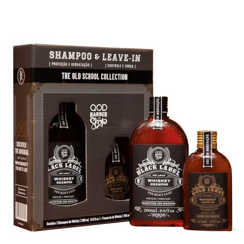 Kit QOD Barber Shop Old School Whiskey Shampoo 290ml + Leave-In 145ml