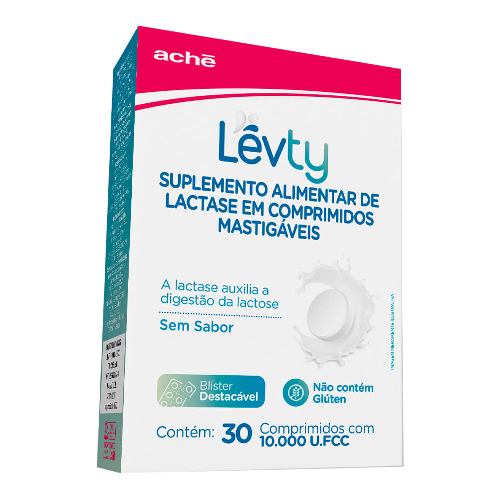 Suplemento Alimentar De Lactase Lévty 10.000 U.FCC Ache 30 Comprimidos ...